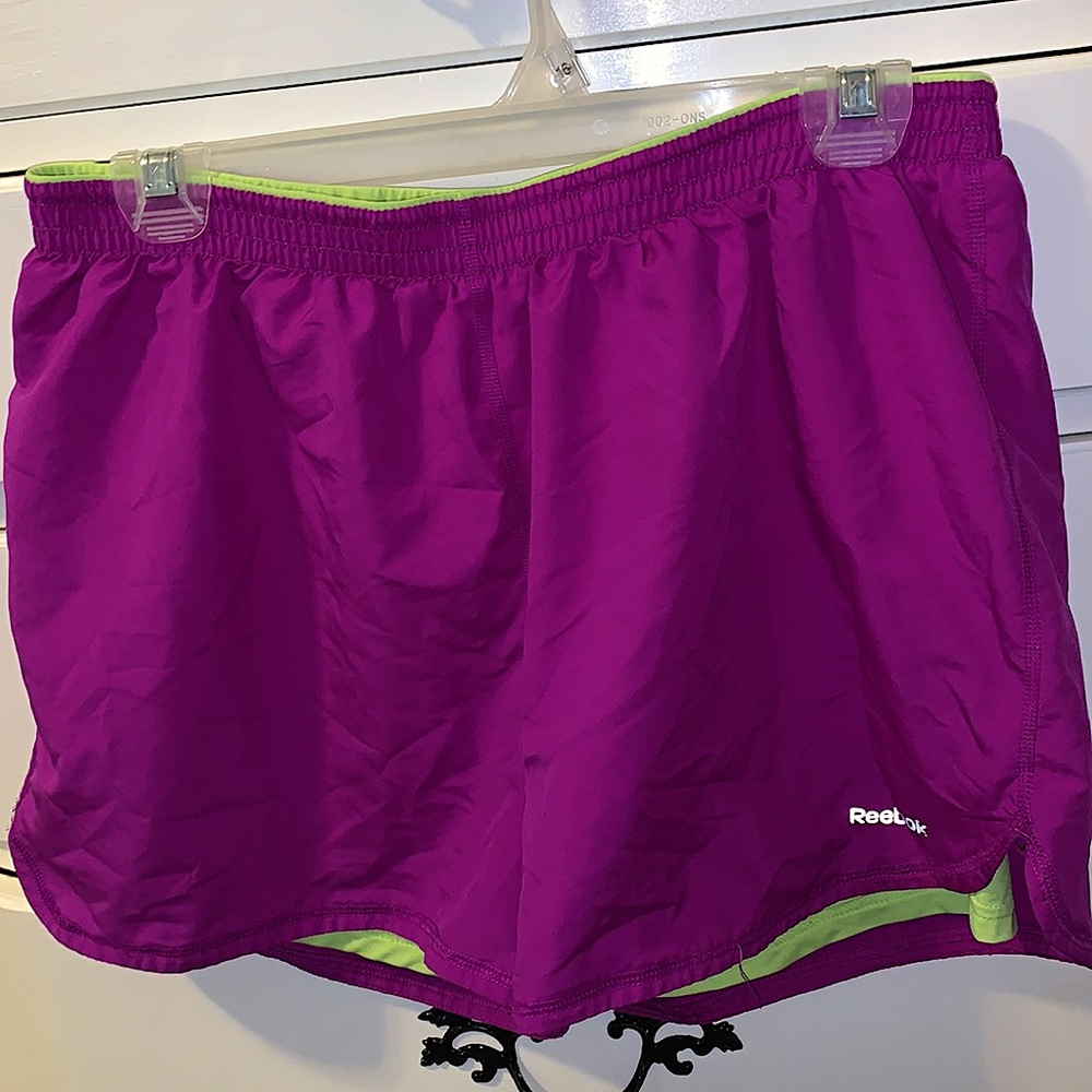 Purple Reebok workout shorts
